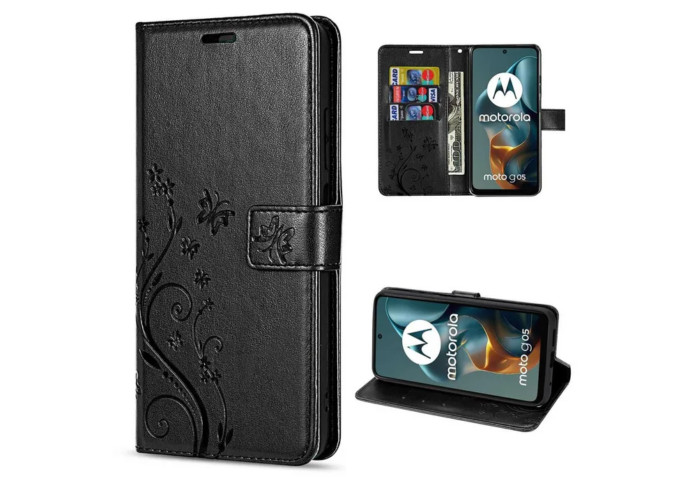 betterfon Handyhülle für Motorola Moto G05 / Moto E15 Handytasche, Bookstyle-Hülle: Magnetverschluss 3 Kartenfächer & Standfunktion