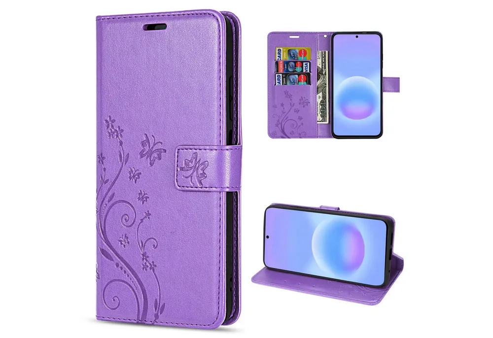 betterfon Handyhülle für Samsung Galaxy A57 Klapphülle 3 Kartenfächer & Geldfach, Flower-Hülle: Magnetverschluss 3 Kartenfächer & Standfunktion