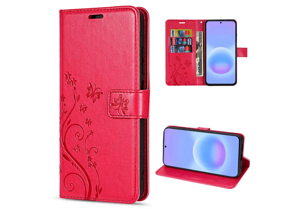 betterfon Handyhülle für Samsung Galaxy A57 Klapphülle 3 Kartenfächer & Geldfach, Flower-Hülle: Magnetverschluss 3 Kartenfächer & Standfunktion