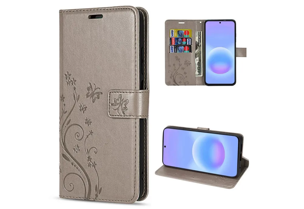 betterfon Handyhülle für Samsung Galaxy A57 Klapphülle 3 Kartenfächer & Geldfach, Flower-Hülle: Magnetverschluss 3 Kartenfächer & Standfunktion