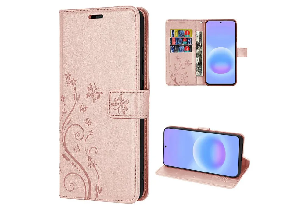 betterfon Handyhülle für Samsung Galaxy A57 Klapphülle 3 Kartenfächer & Geldfach, Flower-Hülle: Magnetverschluss 3 Kartenfächer & Standfunktion