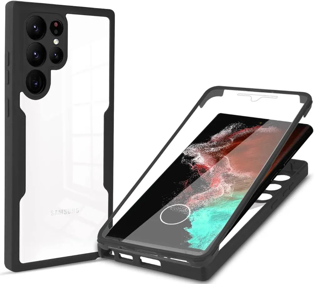 betterfon Handyhülle für Samsung S23 Ultra 2-teiliges 360° TPU Schutzcase, 2-teiliges 360 Grad Case mit Rundumschutz und Displayschutz