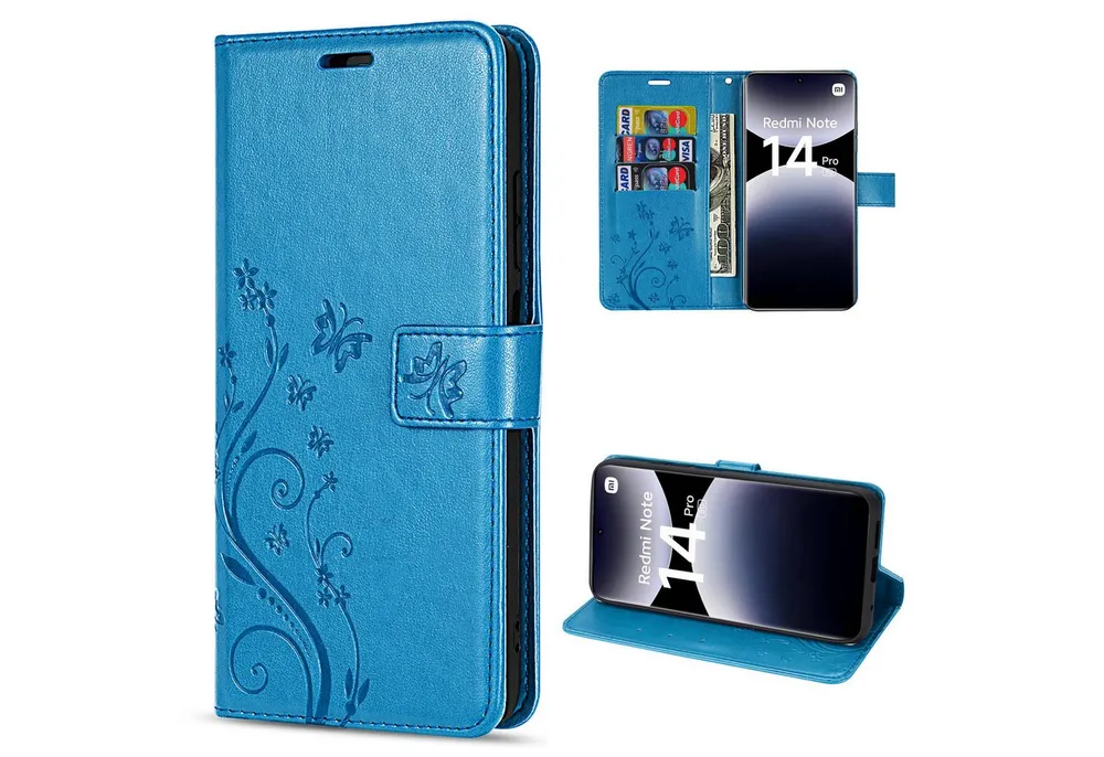 betterfon Handyhülle für Xiaomi Redmi Note 14 Pro 5G Wallet Case Flip Cover, Bookstyle-Hülle: Magnetverschluss 3 Kartenfächer & Standfunktion