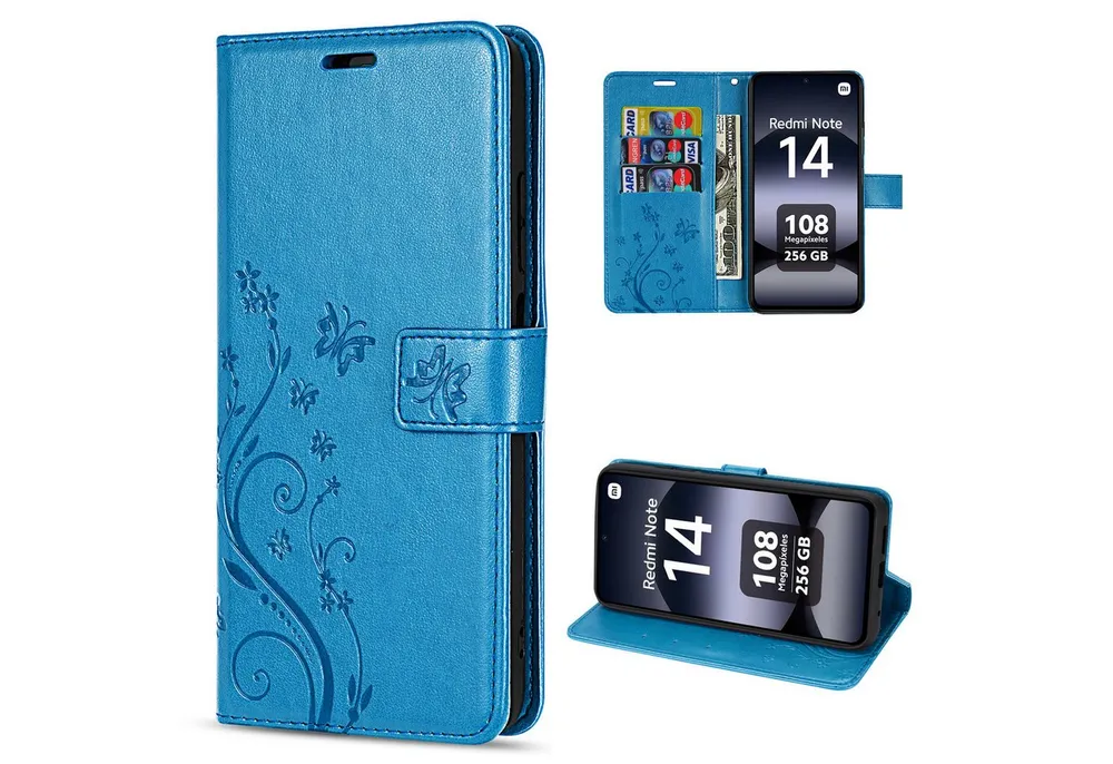 betterfon Handyhülle für Xiaomi Redmi Note 14 4G Handy Wallet Case Flip Cover, Bookstyle-Hülle: Magnetverschluss 3 Kartenfächer & Standfunktion
