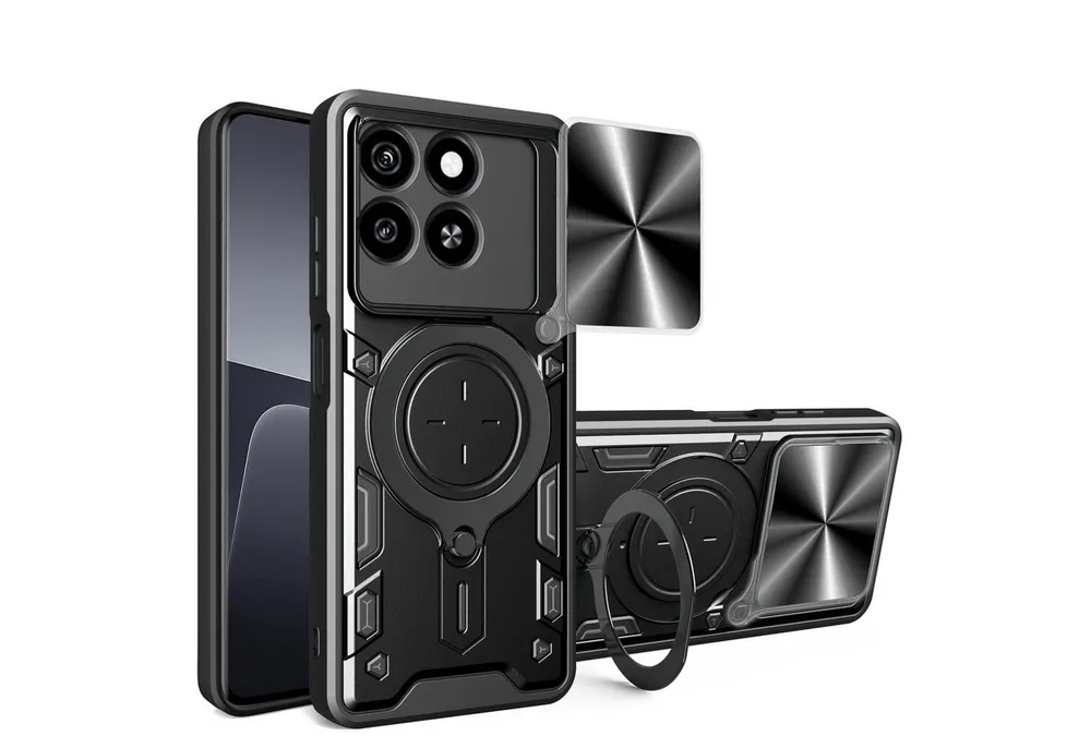 betterfon Handyhülle für ZTE Blade Hülle mit Slide Kameraschutz Ringhalter, Outdoorhülle mit Ringhalter Smartstand und Silikonkern
