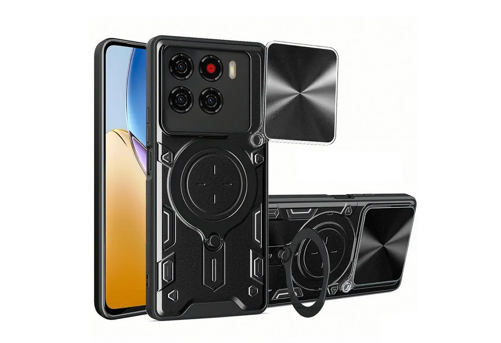 betterfon Handyhülle für ZTE Blade Hülle mit Slide Kameraschutz Ringhalter, Stoßfestes Hybrid-Case mit Standfunktion und sicherem Halt