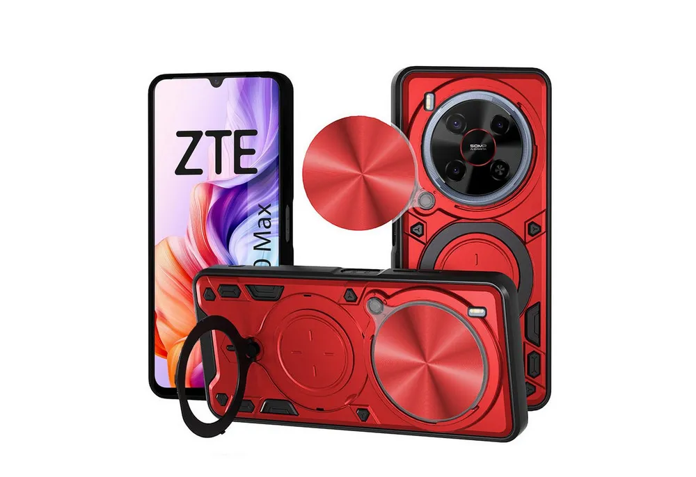 betterfon Handyhülle für ZTE Blade Hülle mit Slide Kameraschutz Ringhalter, Outdoorhülle mit Smartstand, Silikonkern & präziser Passform