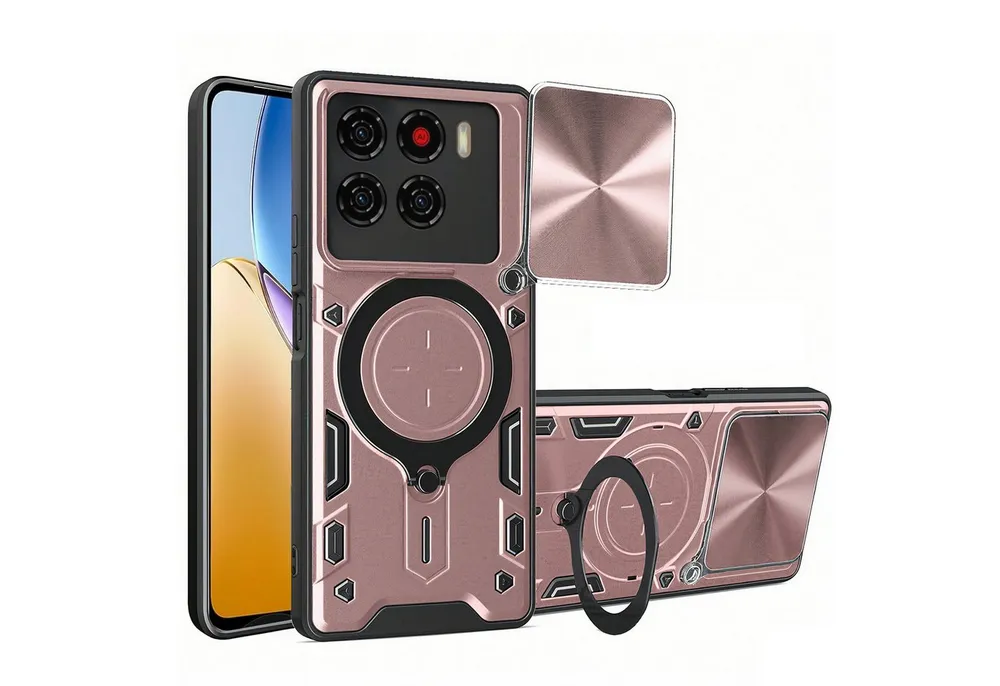 betterfon Handyhülle für ZTE Blade Hülle mit Slide Kameraschutz Ringhalter, Stoßfestes Hybrid-Case mit Standfunktion und sicherem Halt