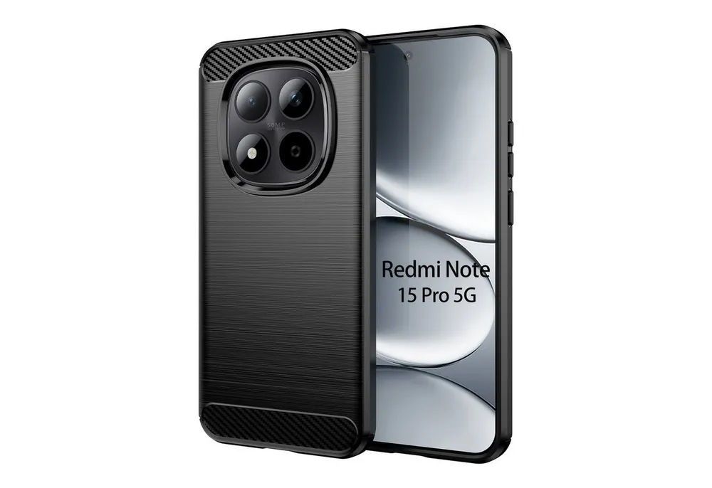 betterfon Handyhülle Handytasche Carbon Hülle für Xiaomi Redmi Note Back Cover TPU Case, Carbon-Look – stoßfestes Case mit Air-Cushion & Metall-Optik