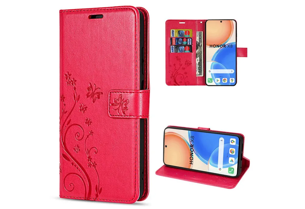 betterfon Handyhülle Handytasche für Honor X8 Klapphülle Wallet Case, Bookstyle-Hülle: Magnetverschluss 3 Kartenfächer & Standfunktion