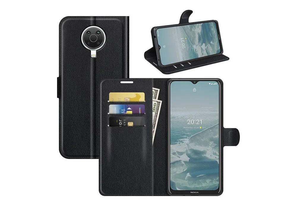 betterfon Handyhülle Handytasche für Nokia G10 G20 Klapphülle Flip Case Schwarz, 3 Kartenfächer, Magnetverschluss & Standfunktion im Lederlook