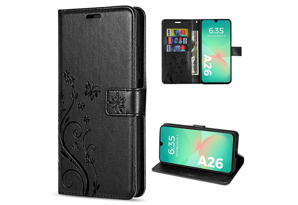 betterfon Handyhülle Handytasche für Samsung Galaxy A26 5G Handyhülle Klapphülle, Bookstyle-Hülle: Magnetverschluss 3 Kartenfächer & Standfunktion