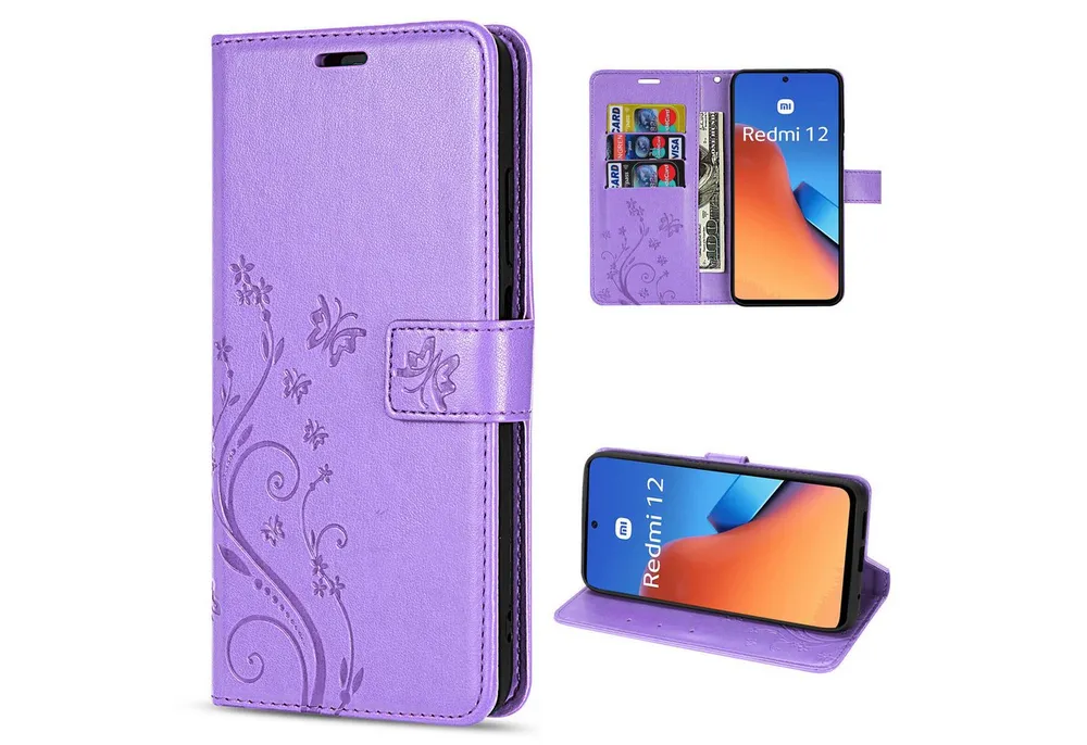 betterfon Handyhülle Handytasche für Xiaomi Redmi 12 Schutzhülle Klapphülle, Bookstyle-Hülle: Magnetverschluss 3 Kartenfächer & Standfunktion
