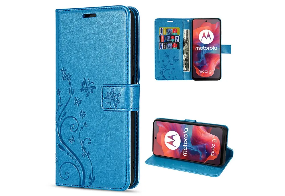 betterfon Handyhülle Handytasche für Motorola Moto G04 / G24 /E14 Klapphülle Klapphülle, Bookstyle-Hülle: Magnetverschluss 3 Kartenfächer & Standfunktion