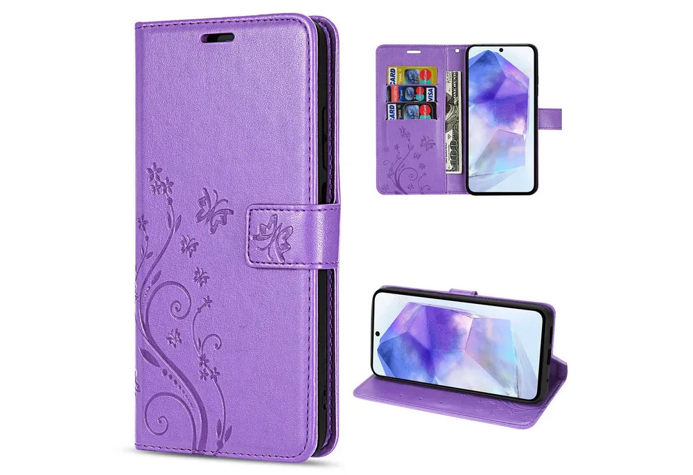 betterfon Handyhülle Handytasche für Samsung Galaxy A55 Schutzhülle Klapphülle, Bookstyle-Hülle: Magnetverschluss 3 Kartenfächer & Standfunktion