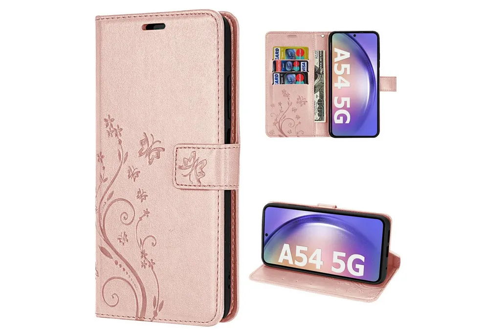betterfon Handyhülle Handytasche für Samsung Galaxy A54 5G Klapphülle, Bookstyle-Hülle: Magnetverschluss 3 Kartenfächer & Standfunktion