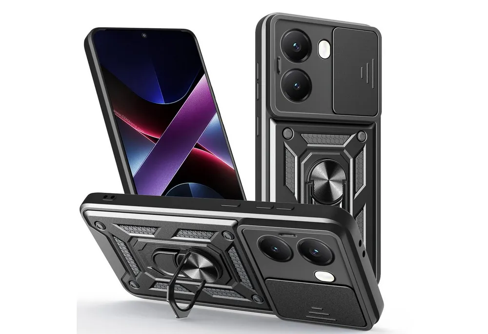 betterfon Handyhülle Panzer Hülle für Poco X7 Pro 5G Outdoor Case mit Kameraschutz, Outdoorhülle mit Ringhalter Smartstand und Silikonkern