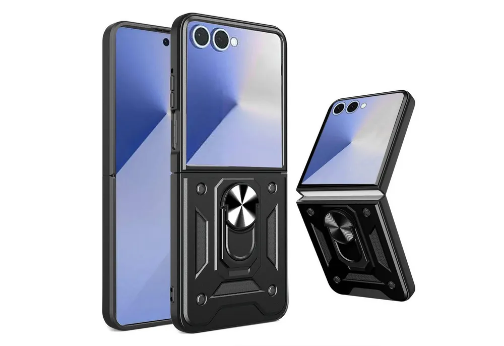 betterfon Handyhülle Panzer Hülle für Samsung Galaxy Z Flip 7 Outdoor Case mit Kameraschutz, Outdoorhülle mit Ringhalter Smartstand und Silikonkern