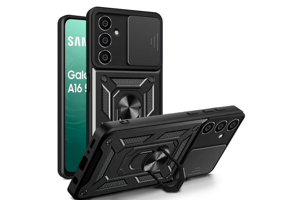 betterfon Handyhülle Panzerhülle für Samsung Galaxy A16 mit Kameraschutz & Ringhalter, Outdoorhülle mit Smartstand, Ringhalter & Silikonkern
