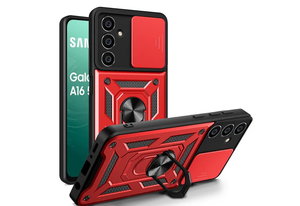 betterfon Handyhülle Panzerhülle für Samsung Galaxy A16 mit Kameraschutz & Ringhalter, Outdoorhülle mit Smartstand, Silikonkern & präziser Passform