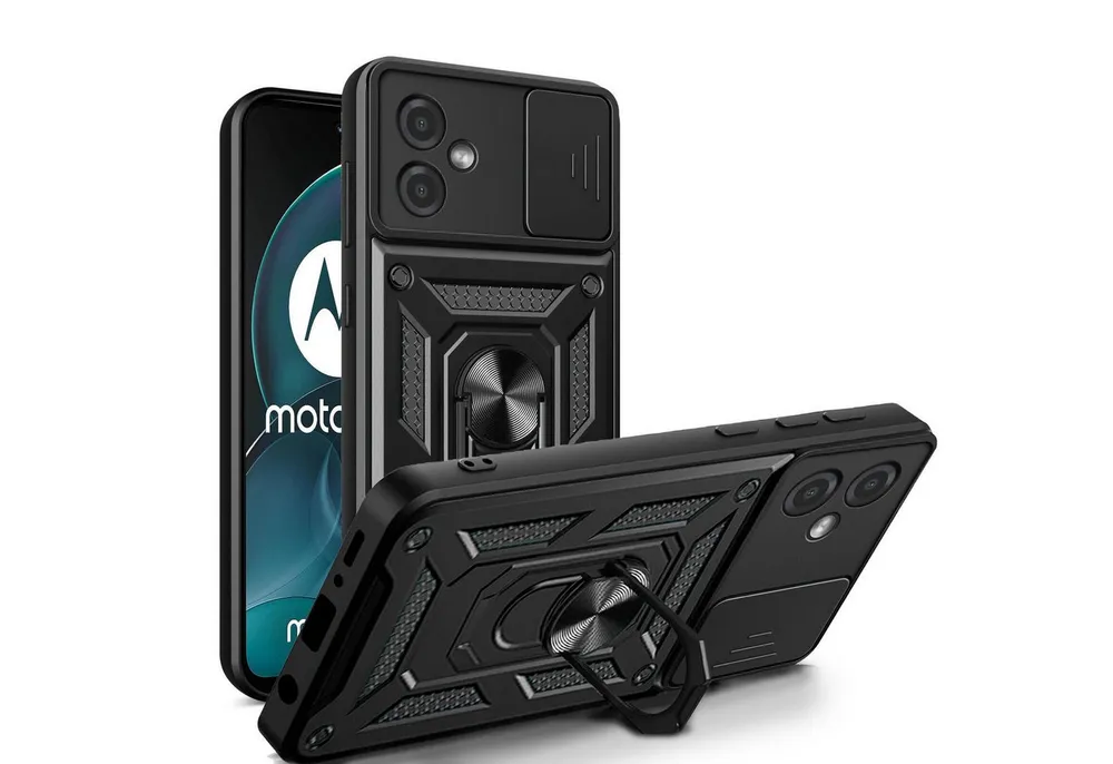 betterfon Handyhülle Panzerhülle für Motorola Moto G14 mit Kameraschutz & Ringhalter, Outdoorhülle mit Smartstand und Silikonkern