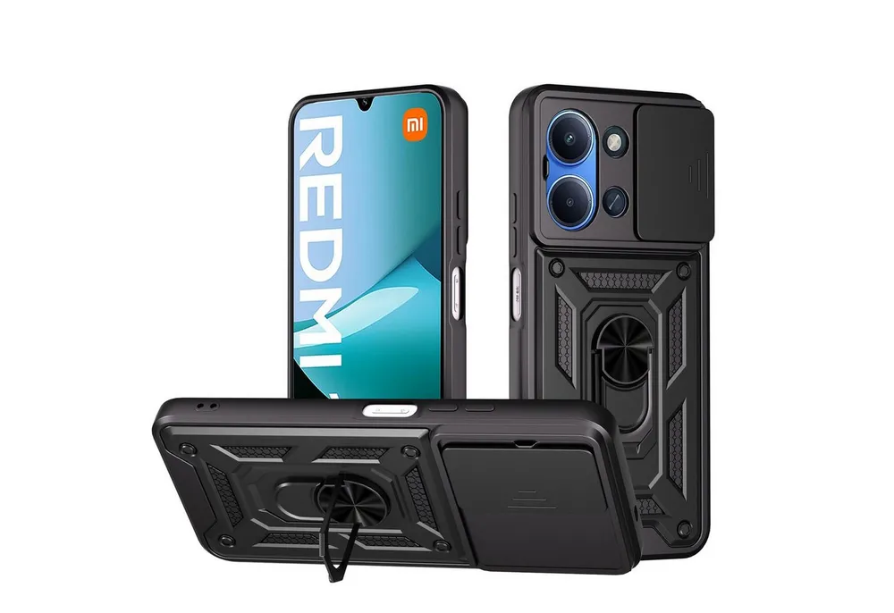 betterfon Handyhülle Panzerhülle für Xiaomi Redmi 15C mit Kameraschutz & Ringhalter, Outdoorhülle mit Smartstand und Silikonkern