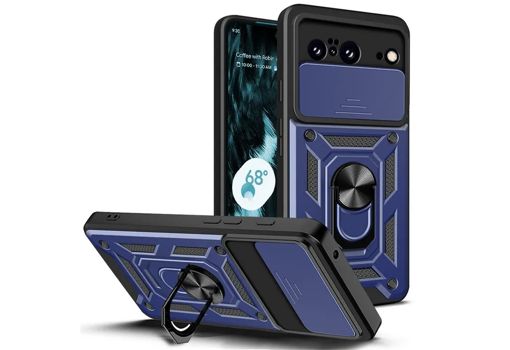 betterfon Handyhülle Panzerhülle für Google Pixel 8 mit Kameraschutz & Ringhalter, Outdoorhülle mit Smartstand und Silikonkern