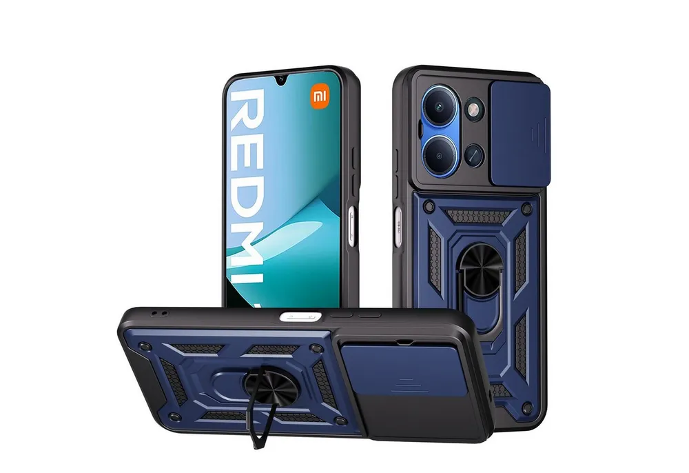 betterfon Handyhülle Panzerhülle für Xiaomi Redmi 15C mit Kameraschutz & Ringhalter, Outdoorhülle mit Smartstand und Silikonkern