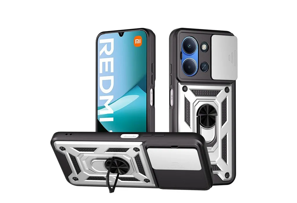 betterfon Handyhülle Panzerhülle für Xiaomi Redmi 15C mit Kameraschutz & Ringhalter, Outdoorhülle mit Smartstand und Silikonkern