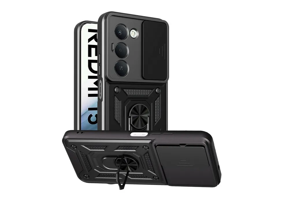 betterfon Handyhülle Panzerhülle für Xiaomi Redmi 15 4G / 5G mit Kameraschutz & Ringhalter, Outdoorhülle mit Smartstand und Silikonkern
