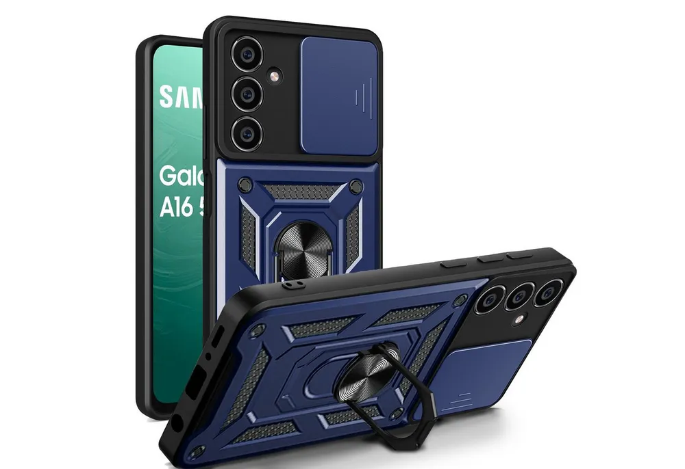 betterfon Handyhülle Panzerhülle für Samsung Galaxy A16 mit Kameraschutz & Ringhalter, Outdoorhülle mit Smartstand, Silikonkern & präziser Passform