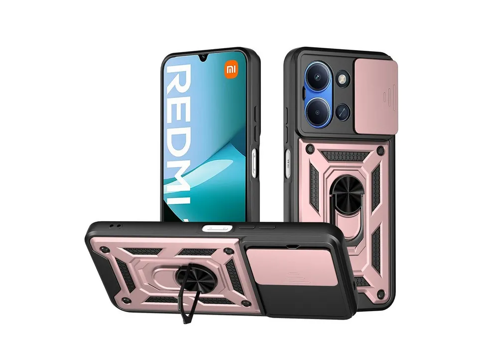 betterfon Handyhülle Panzerhülle für Xiaomi Redmi 15C mit Kameraschutz & Ringhalter, Outdoorhülle mit Smartstand und Silikonkern