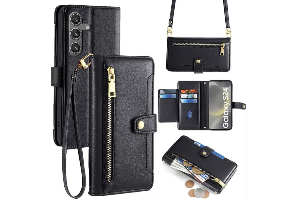 betterfon Handykette für Samsung Galaxy Leder Umhänge Hülle mit Kartenfächer, Hände frei – mit Silikonhülle & Schnur für flexiblen Alltag