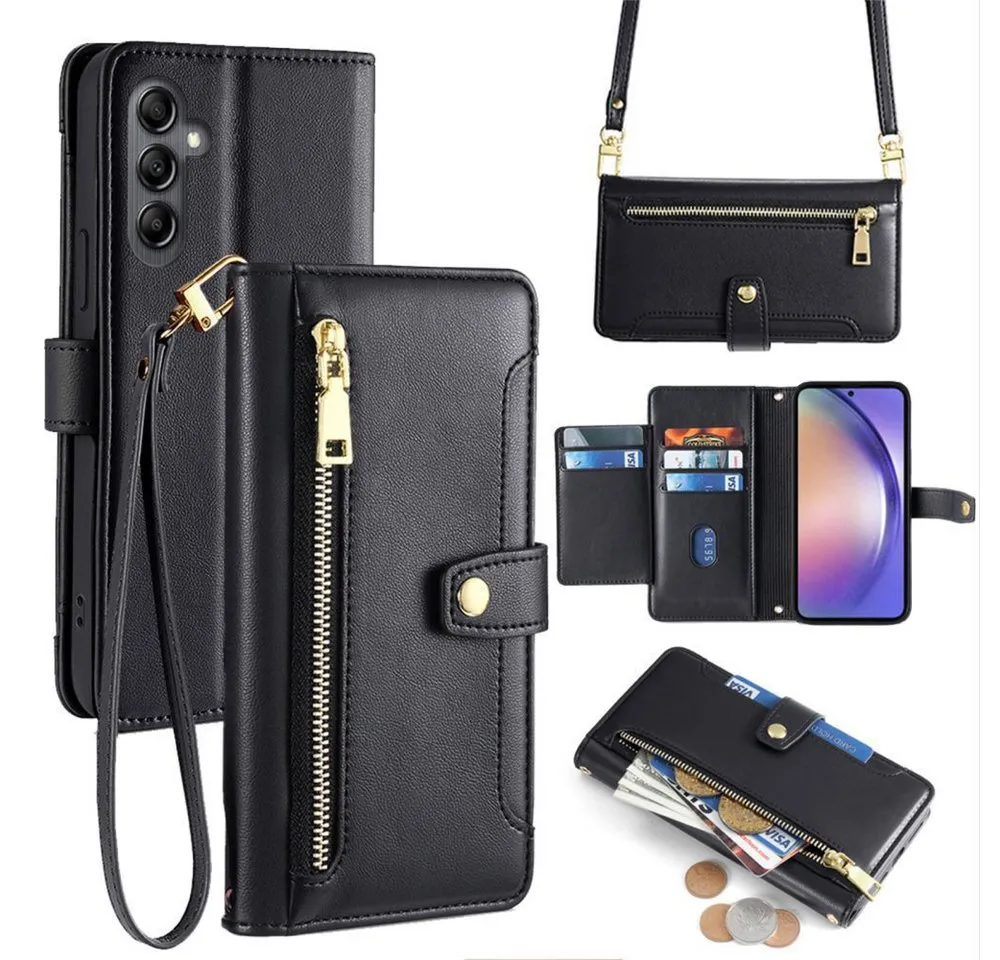 betterfon Handykette für Samsung Galaxy Leder Umhänge Hülle mit Kartenfächer, Hände frei – mit Silikonhülle & Schnur für flexiblen Alltag