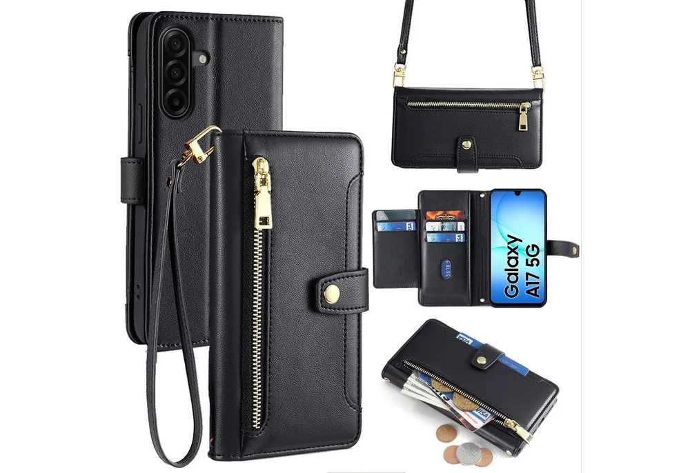 betterfon Handykette für Samsung Galaxy Leder Umhänge Hülle mit Kartenfächer, Hände frei, mit Silikonhülle & Schnur für flexiblen Alltag