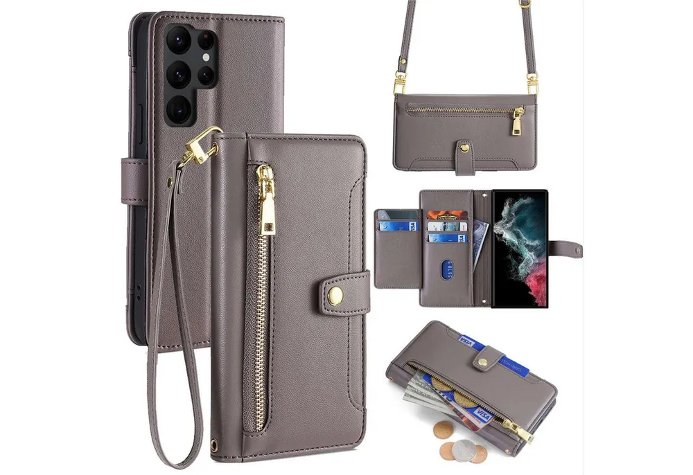 betterfon Handykette für Samsung Galaxy Leder Umhänge Hülle mit Kartenfächer, Hände frei – mit Silikonhülle & Schnur für flexiblen Alltag