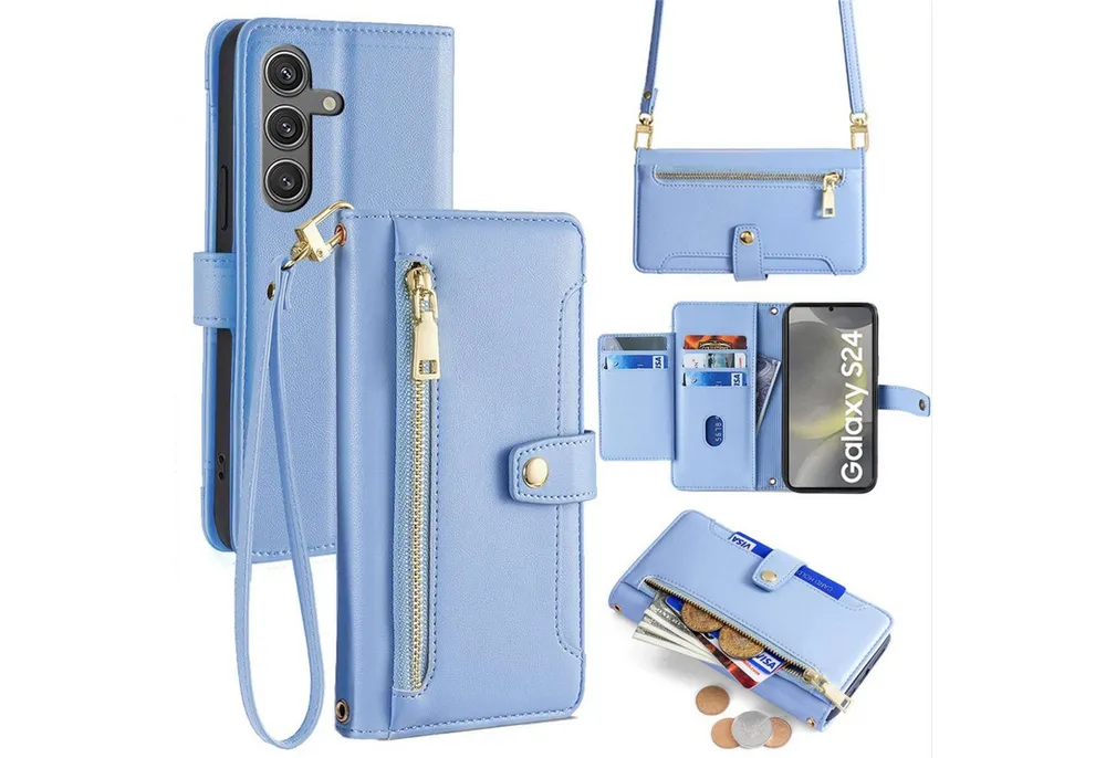 betterfon Handykette für Samsung Galaxy Leder Umhänge Hülle mit Kartenfächer, Hände frei – mit Silikonhülle & Schnur für flexiblen Alltag