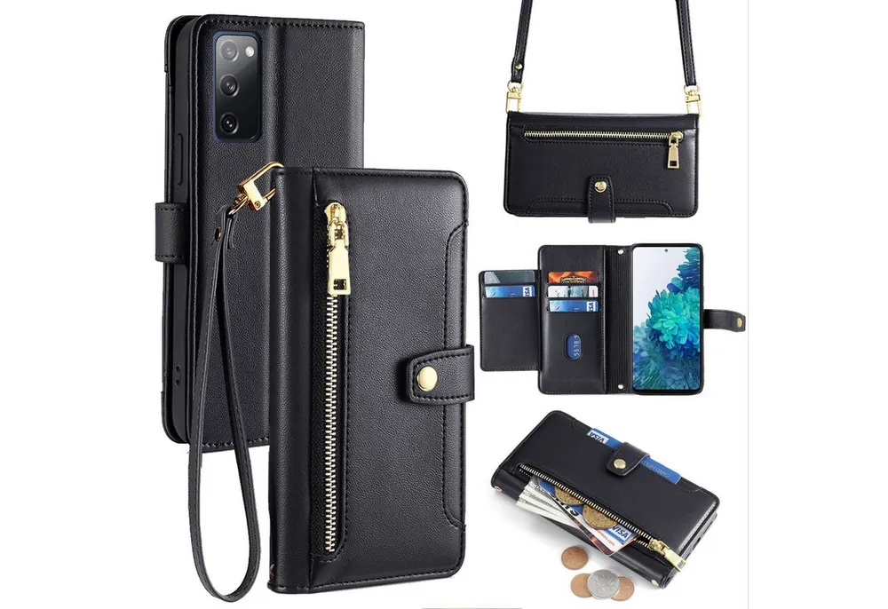 betterfon Handykette für Samsung Galaxy Leder Umhänge Hülle mit Kartenfächer, Hände frei – mit Silikonhülle & Schnur für flexiblen Alltag