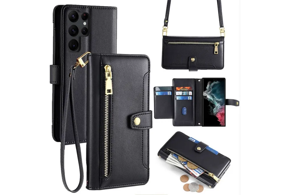 betterfon Handykette für Samsung Galaxy Leder Umhänge Hülle mit Kartenfächer, Hände frei – mit Silikonhülle & Schnur für flexiblen Alltag