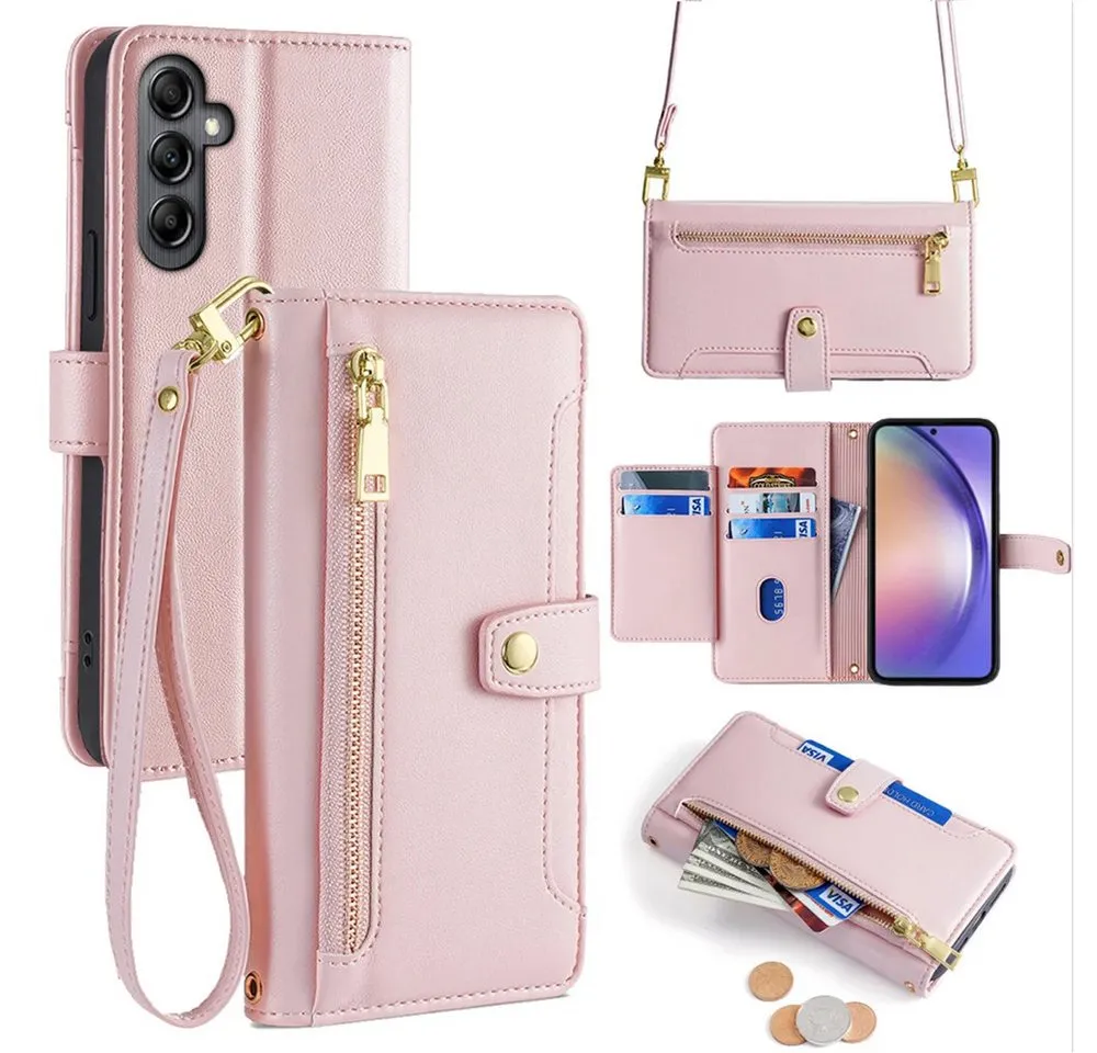 betterfon Handykette für Samsung Galaxy Leder Umhänge Hülle mit Kartenfächer, Hände frei – mit Silikonhülle & Schnur für flexiblen Alltag