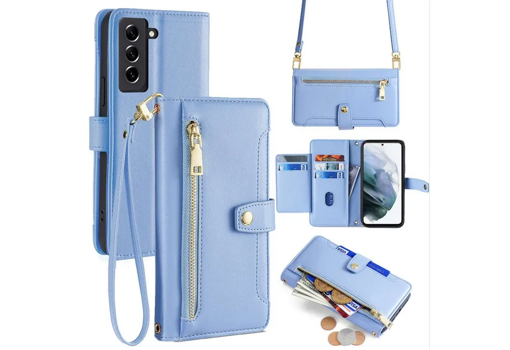 betterfon Handykette für Samsung Galaxy Leder Umhänge Hülle mit Kartenfächer, Hände frei – mit Silikonhülle & Schnur für flexiblen Alltag