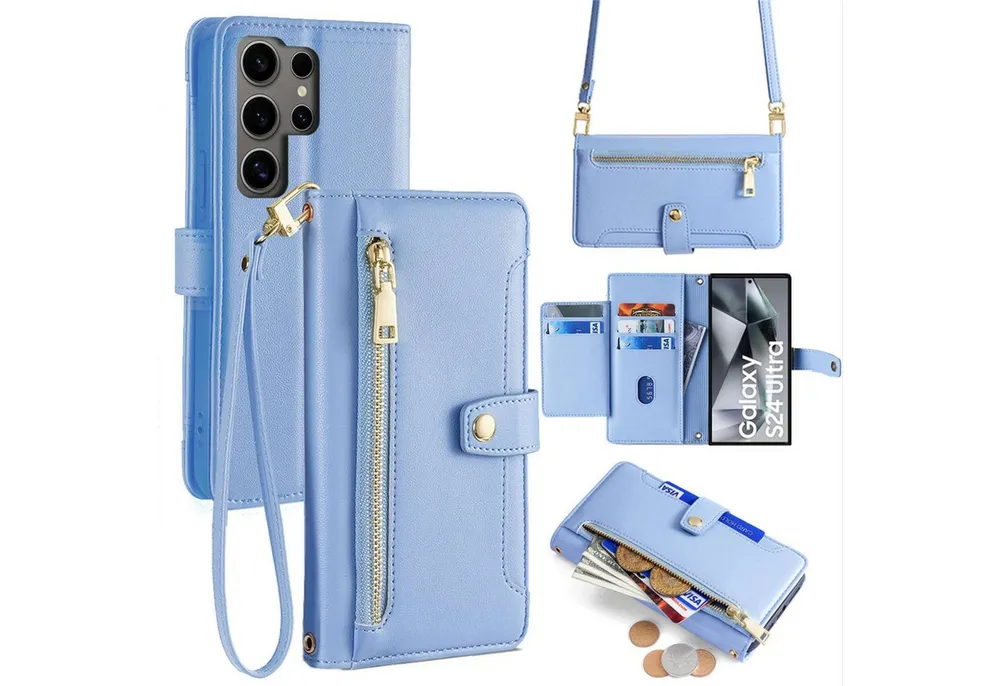 betterfon Handykette für Samsung Galaxy Leder Umhänge Hülle mit Kartenfächer, Hände frei – mit Silikonhülle & Schnur für flexiblen Alltag
