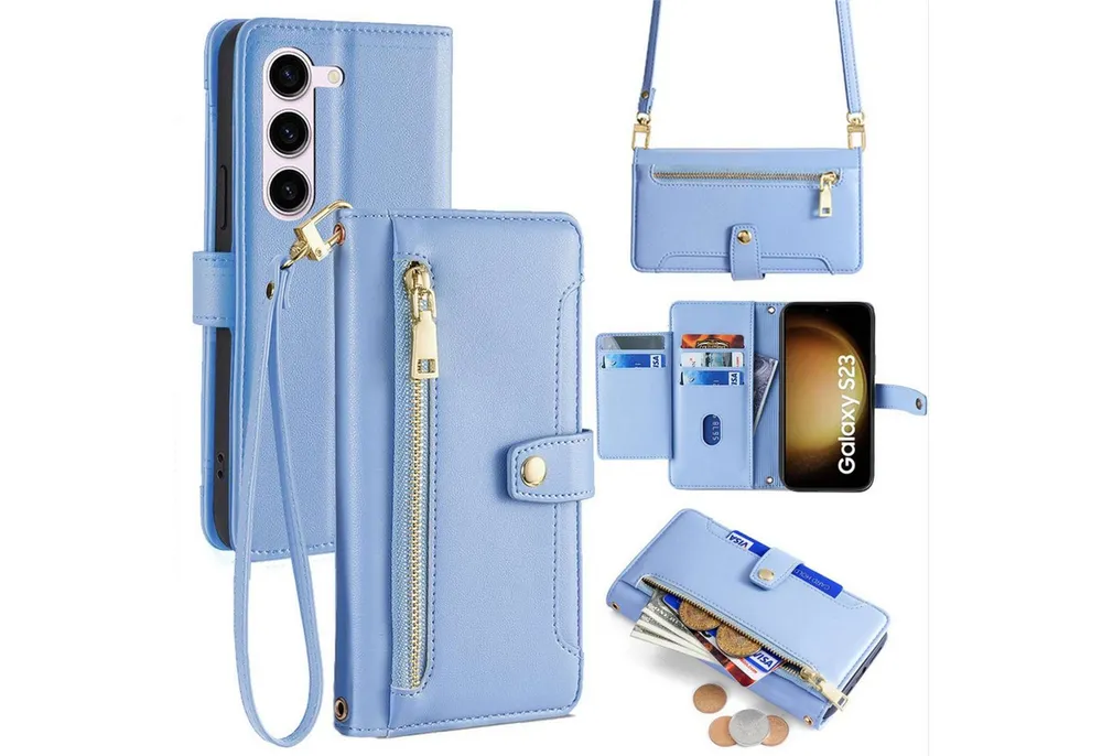 betterfon Handykette für Samsung Galaxy Leder Umhänge Hülle mit Kartenfächer, Hände frei – mit Silikonhülle & Schnur für flexiblen Alltag