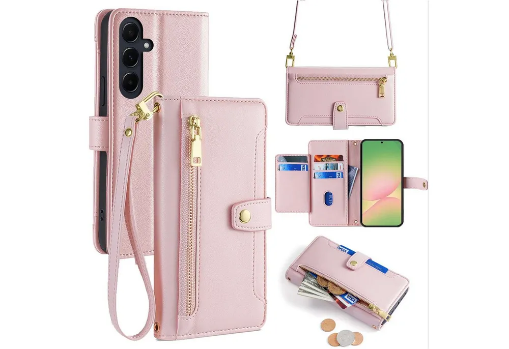 betterfon Handykette für Samsung Galaxy Leder Umhänge Hülle mit Kartenfächer, Hände frei – mit Silikonhülle & Schnur für flexiblen Alltag