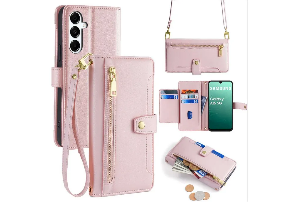 betterfon Handykette für Samsung Galaxy Leder Umhänge Hülle mit Kartenfächer, Hände frei – mit Silikonhülle & Schnur für flexiblen Alltag