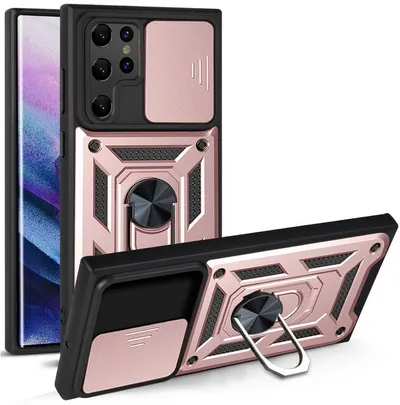 betterfon Smartphone-Hülle für Samsung Galaxy S22 Ultra Panzerhülle mit Kameraschutz Rosegold