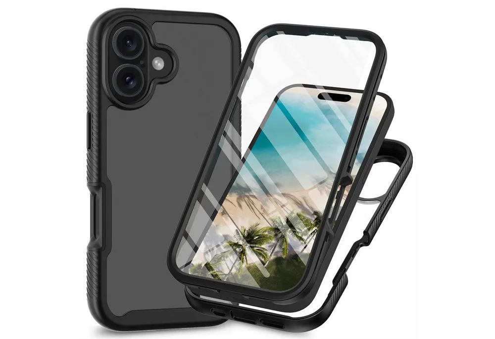 betterfon Smartphone-Hülle Outdoor Hülle für iPhone 16 Panzer 360 Grad TPU Case mit Displayschutz, Integrierter Displayschutz empfindlichkeitserhaltend & kratzresistent