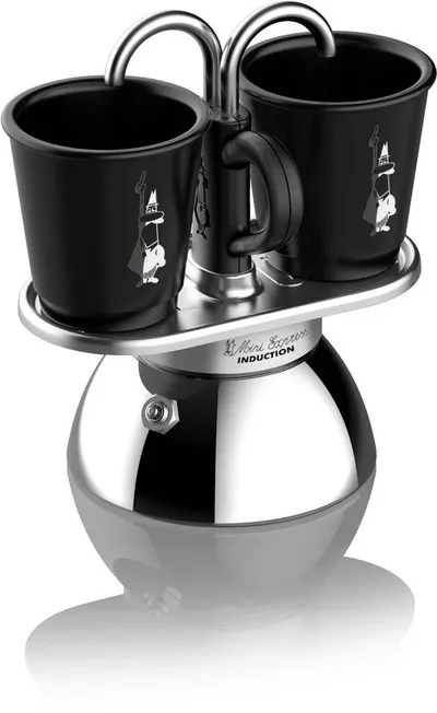 BIALETTI Espressokocher, zwei Espressi gleichzeitig zubereiten, 90 ml, Zwei-Schicht-Edelstahl