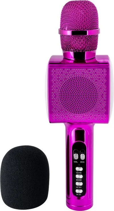 BigBen Bluetooth portabler Lautsprecher Party Mic Mikrofon LED pink AU387063 Bluetooth-Lautsprecher