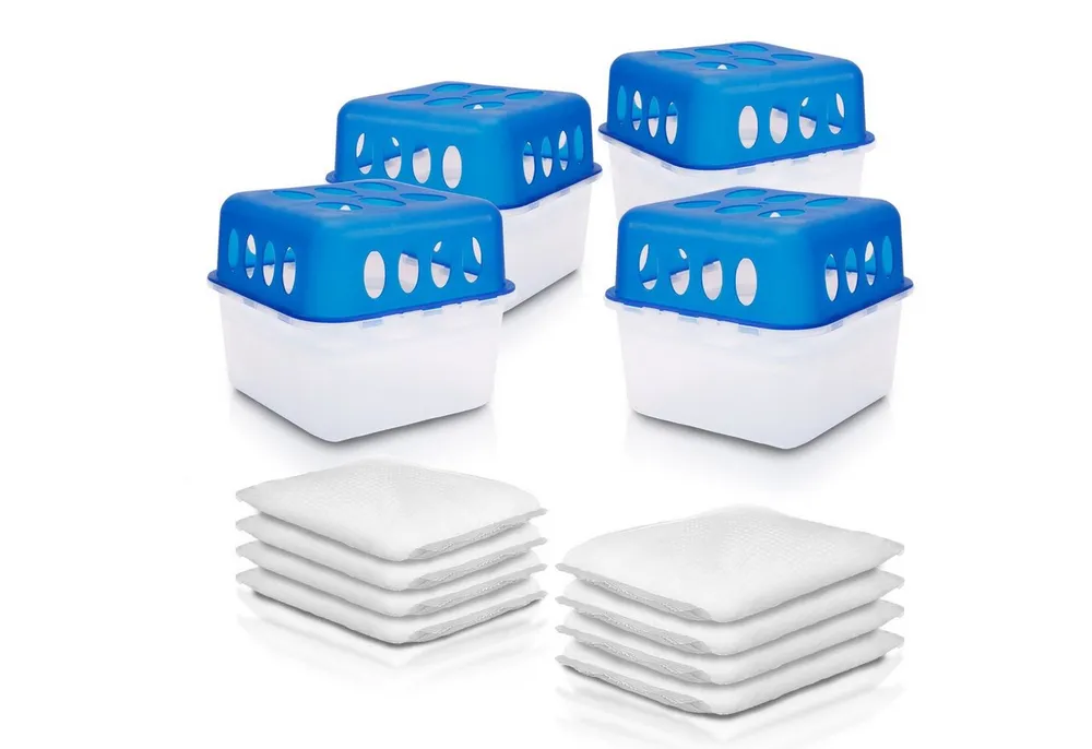 BigDean Granulat-Luftentfeuchter 4x Ultrafresh Luftentfeuchter Feuchtigkeits-Stopper mit 8 x 400g, für 75 m³ Räume, Entfeuchtung 0 l/Tag, Tank 0 l, Luftentfeuchter Champion, Nachhaltig, Praktisch